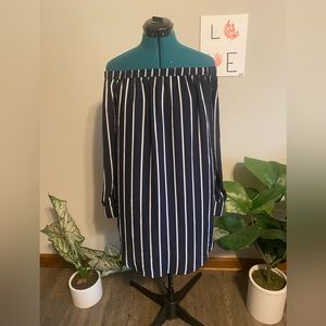 Navy off the shoulders dress